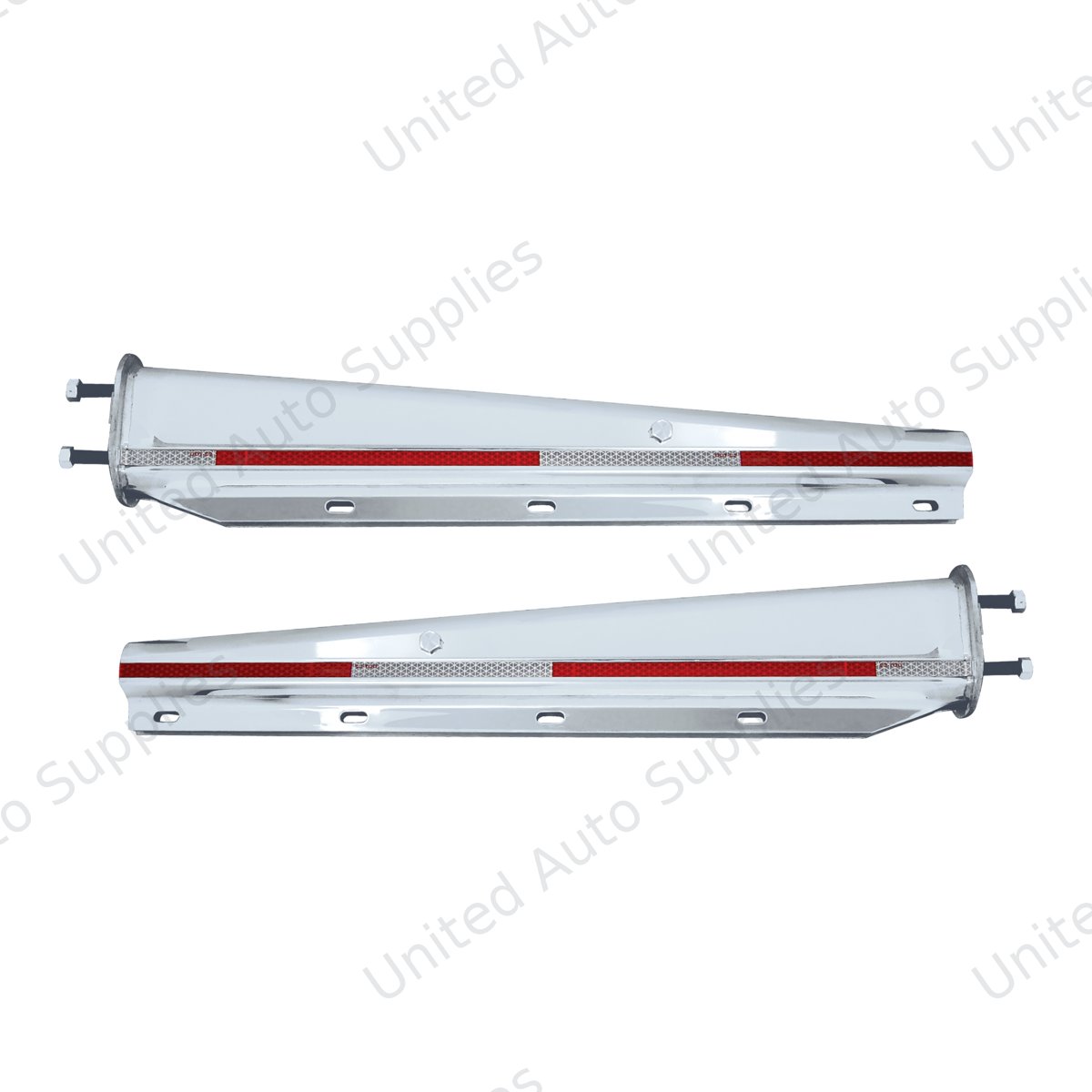 30" Stainless Heavy Duty Mud Flap Hangers With Reflector - 2.5" Bolt Pattern (Pair)