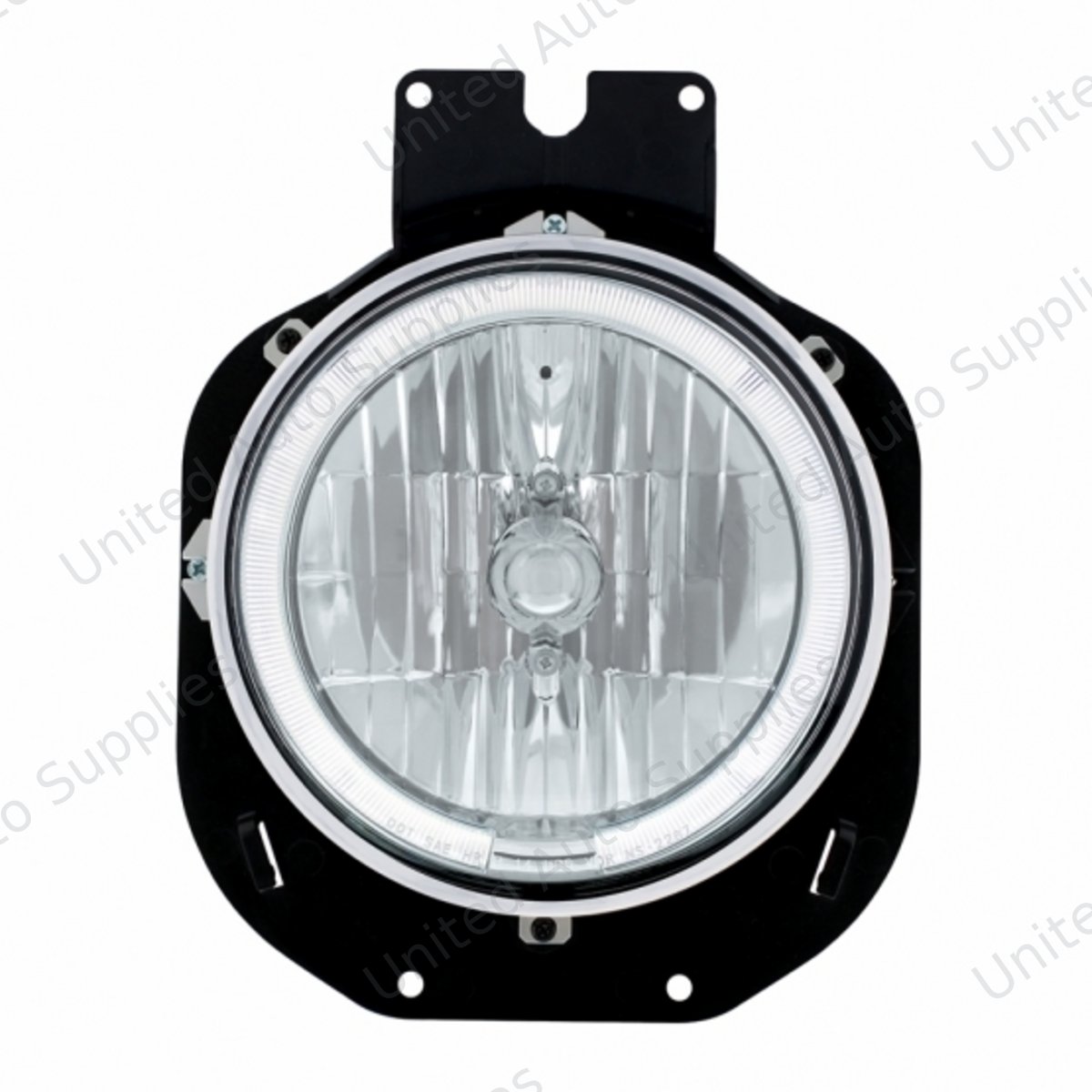Crystal Headlight With White LED Halo Ring For 1996-2005 Freightliner Century