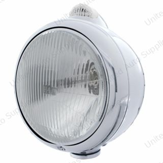 Chrome Guide 682-C Style Headlight H4 & LED Turn Signal - Clear Lens