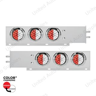 2.5" Bolt Pattern SS Spring Loaded Light Bar With 6X Double Fury 19 LED Lights & Visors-Red & White(Pair)