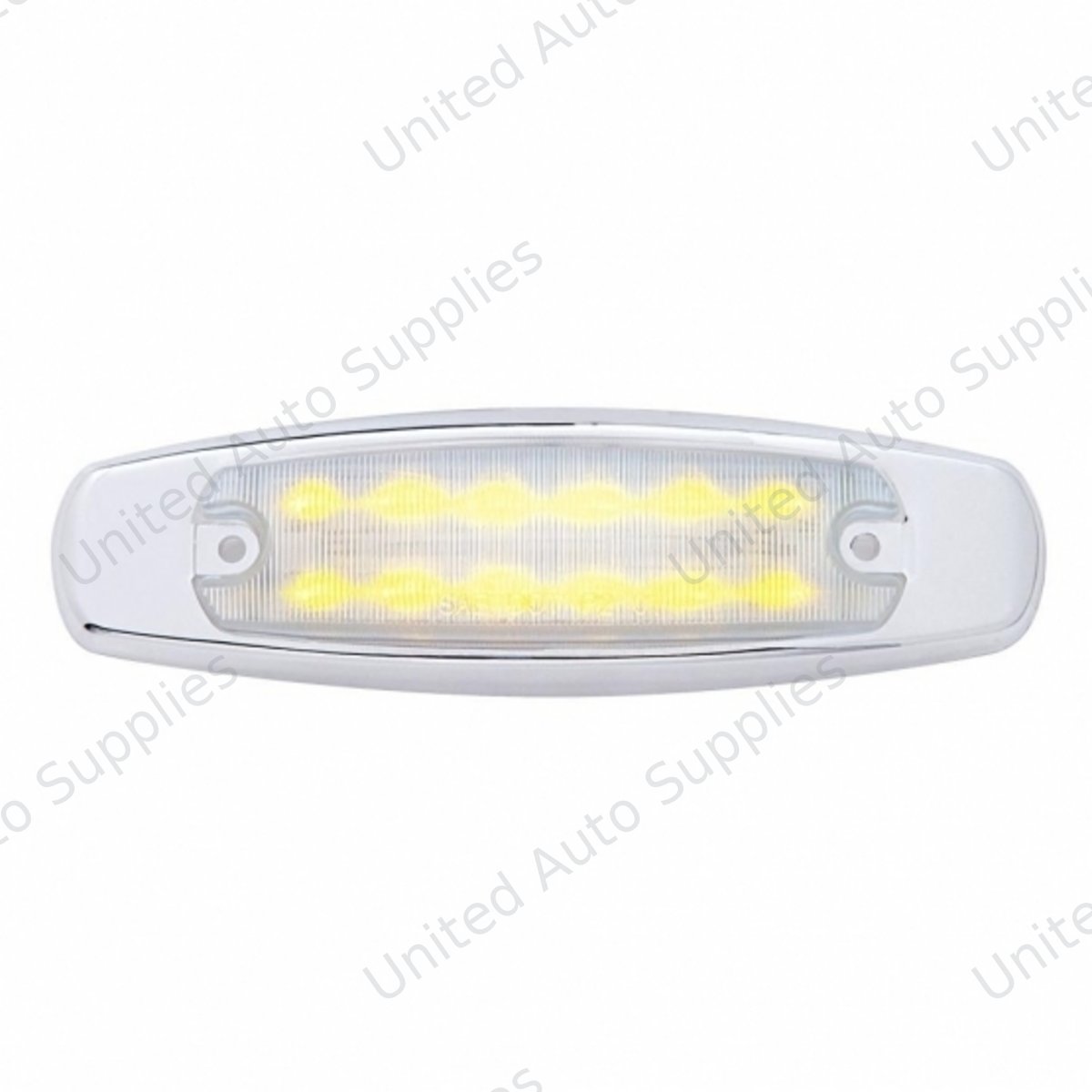 12 LED Rectangular Light (Clearance/Marker) With Chrome Bezel - Amber LED/Clear Lens