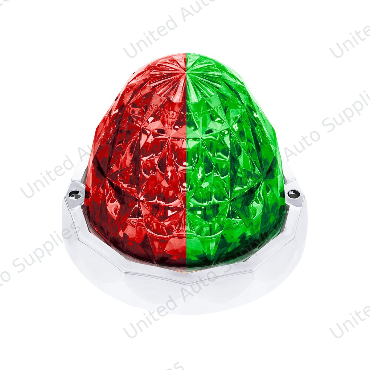 Double Fury 19 LED Dual Function Crystal Watermelon Light With Chrome Bezel-Red & Green LED/Clear Lens