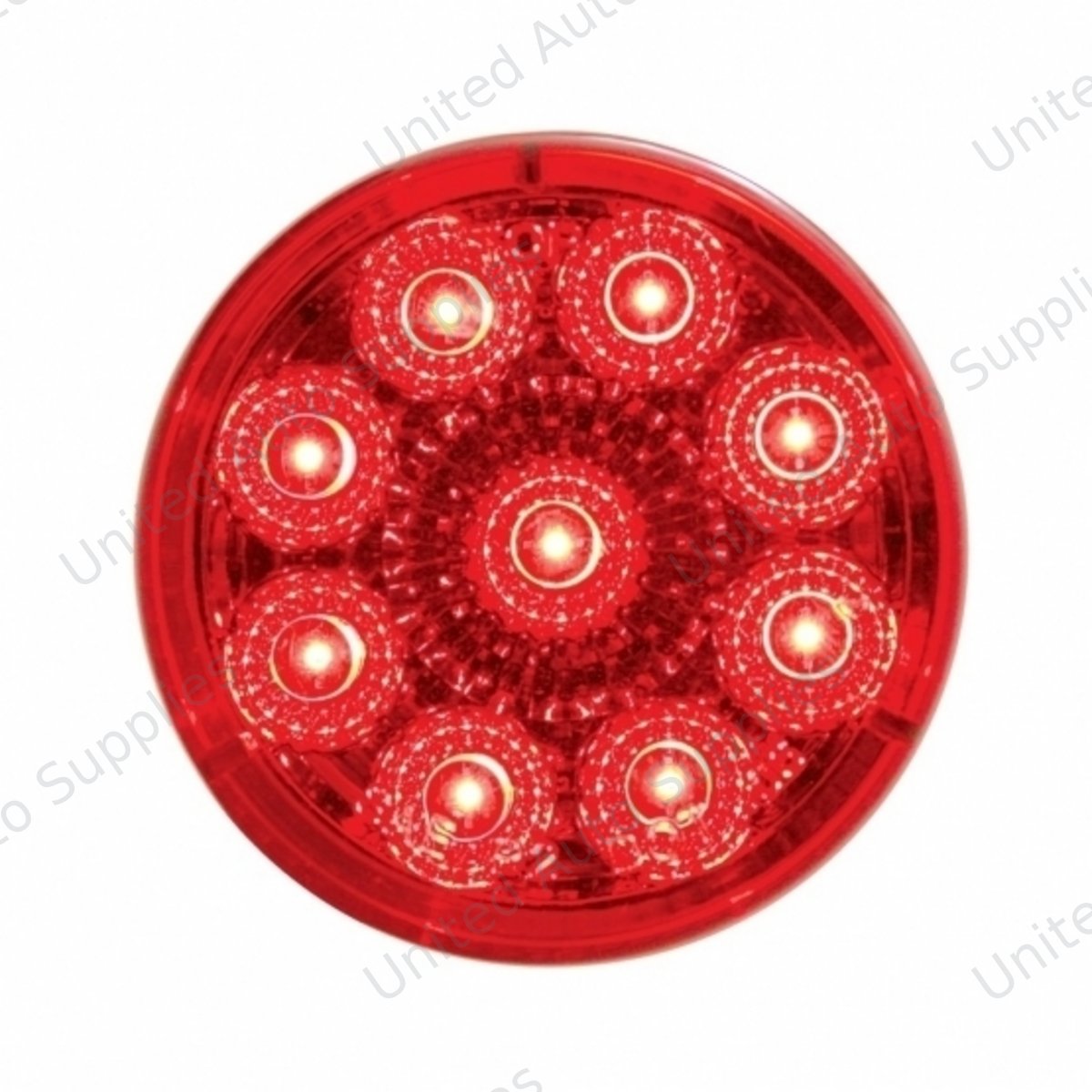 9 LED 2" Round Reflector Light (Clearance/Marker) - Red LED/Red Lens (Bulk)