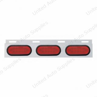 Stainless Top Mud Flap Plate With Three 12 LED Lights & Grommet - Red LED/Red Lens (Each)
