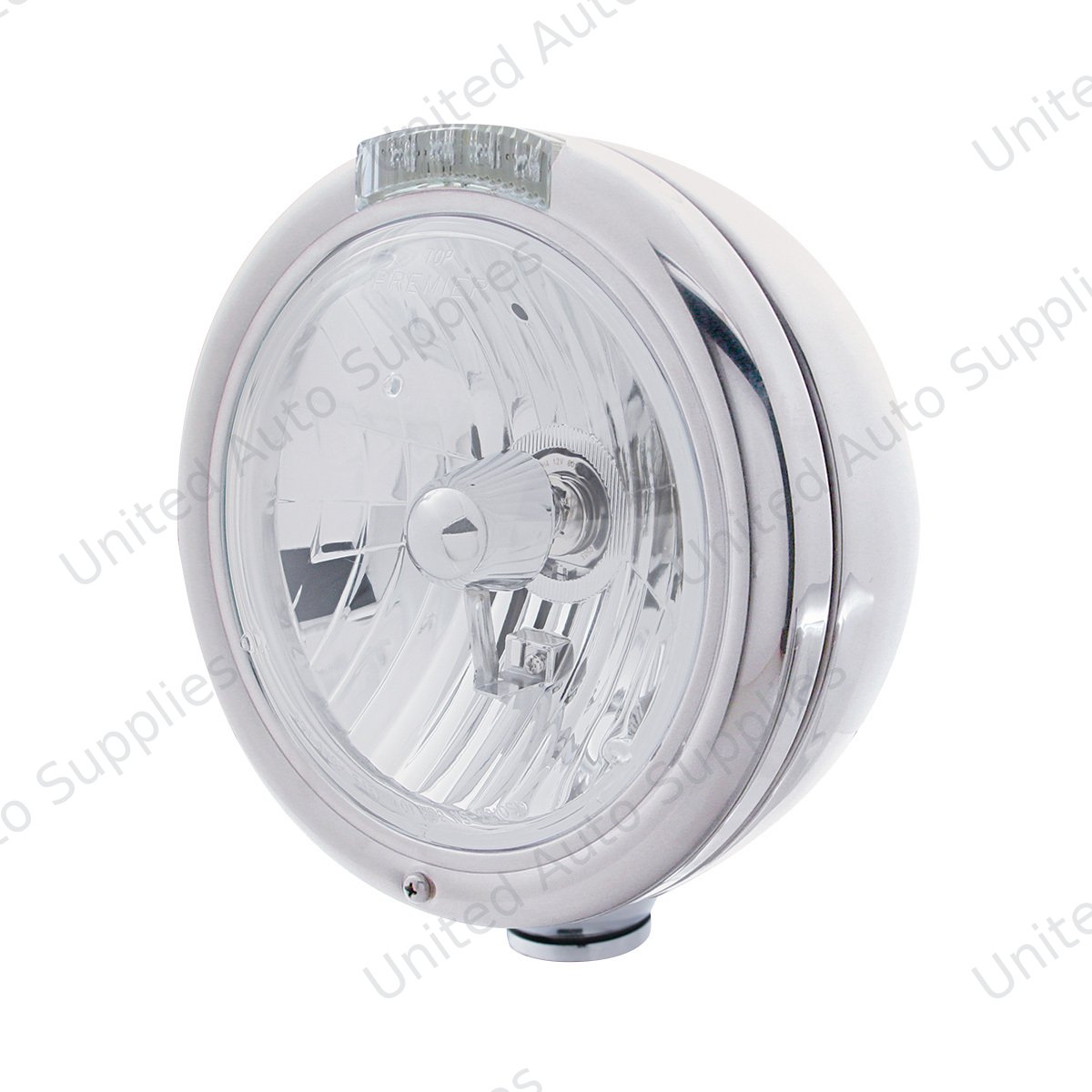 Chrome Classic Headlight Crystal H4 Bulb & LED Turn Signal - Clear Lens