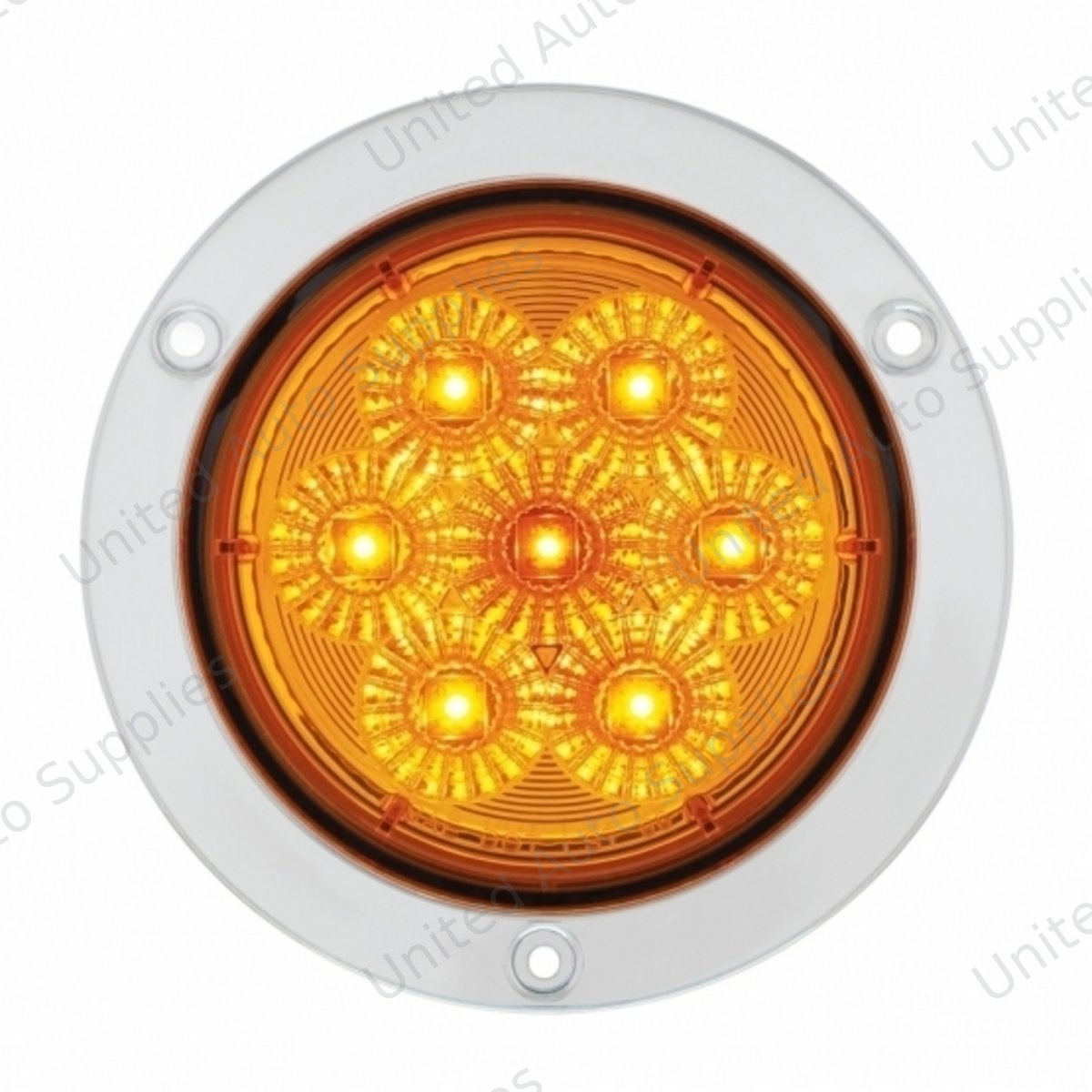 7 LED 4" SS Flange Turn Signal Light - Amber LED/Amber Lens