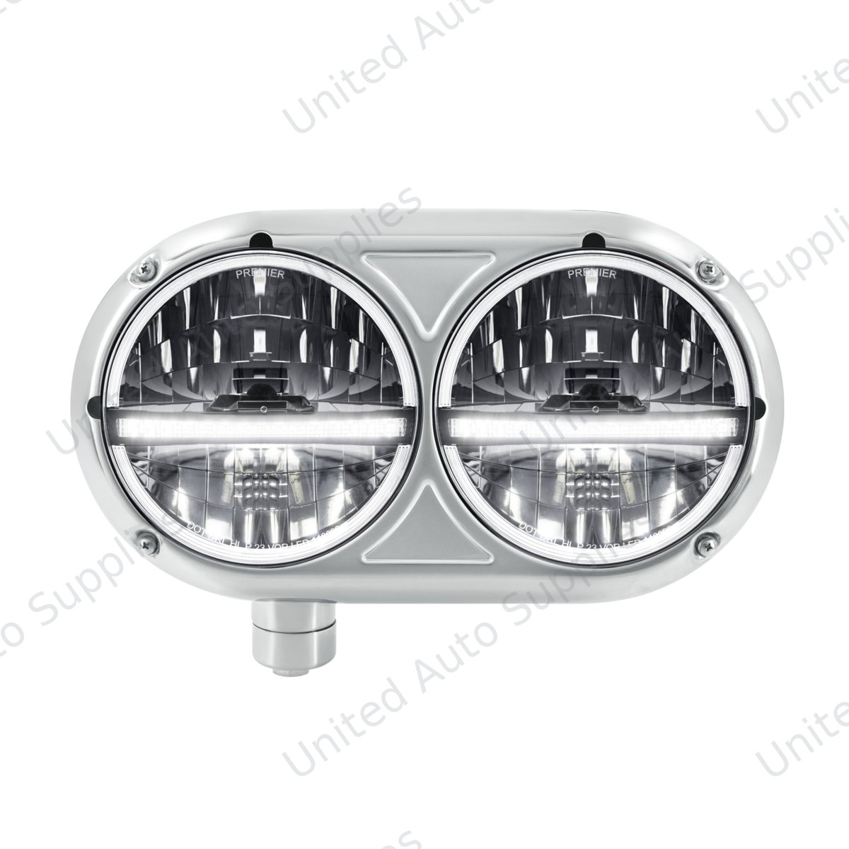 Headlight Assembly With 304 SS Housing & 20 LED Headlights W/LED Position Light For Peterbilt 359-Driver