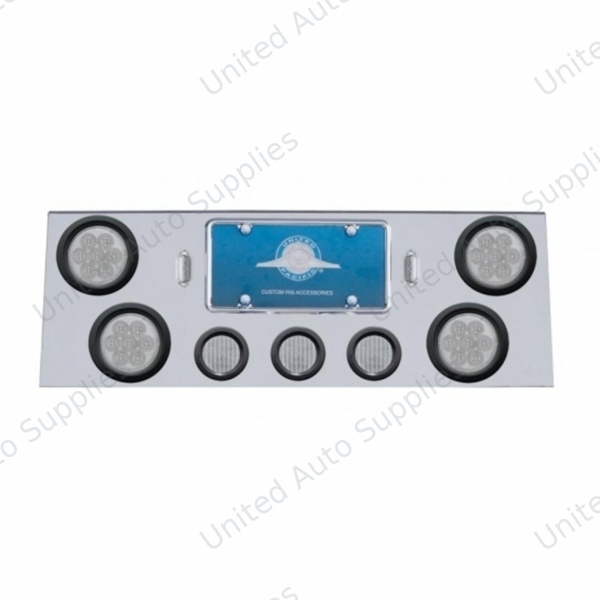 SS Rear Center Panel With 4X 7 LED 4" Reflector Lights & 3X 13 LED 2.5" Lights -Red LED/Clear Lens