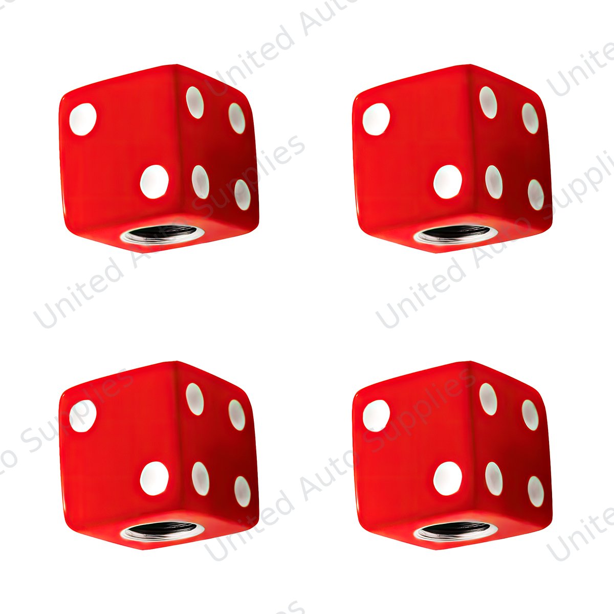 Red Dice Valve Caps With White Dots (Set of 4)