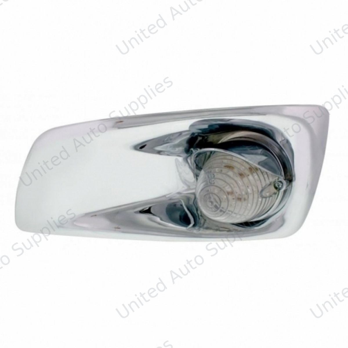 Fog Light Cover With 19 LED Beehive Light & Visor For 2007-17 KW T660 (Driver) - Amber LED/ Clear Lens