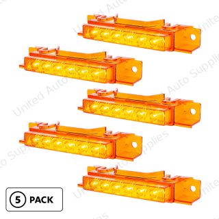 6 LED Competition Series Exterior Visor Light For 1996-2024 Volvo VNL-Amber LED/Amber Lens (5 Pcs)