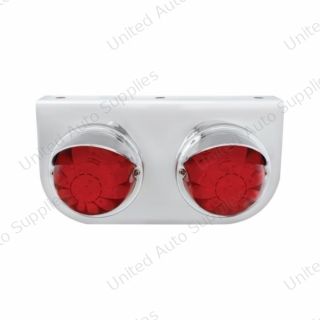 Stainless Light Bracket With 2X 17 LED Watermelon Lights & Visors - Red LED/Red Lens