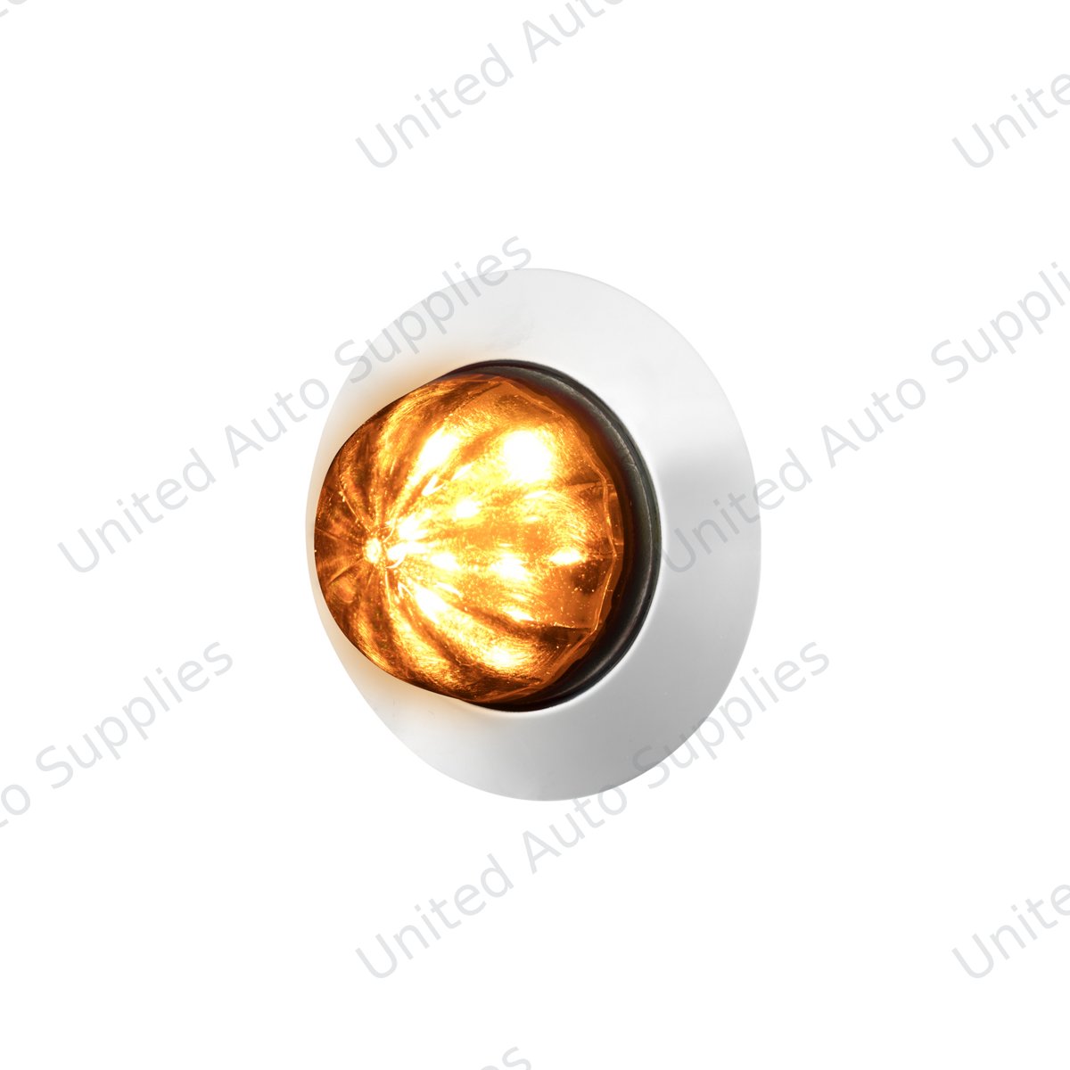 6 LED Dual Function 1-1/4" Watermelon Light W/ Stainless Steel Bezel(Clearance/Marker)-Amber LED/Clear Lens