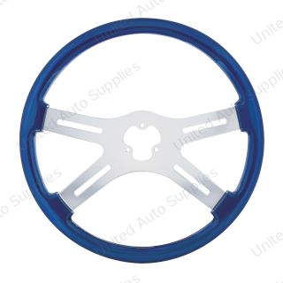 18" Color 4 Spoke Steering Wheel - Electric Blue