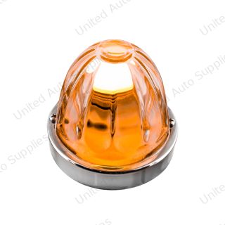 Dual Function Glass Watermelon Flush Mount Kit With LED Bulb - Amber LED/Clear Lens