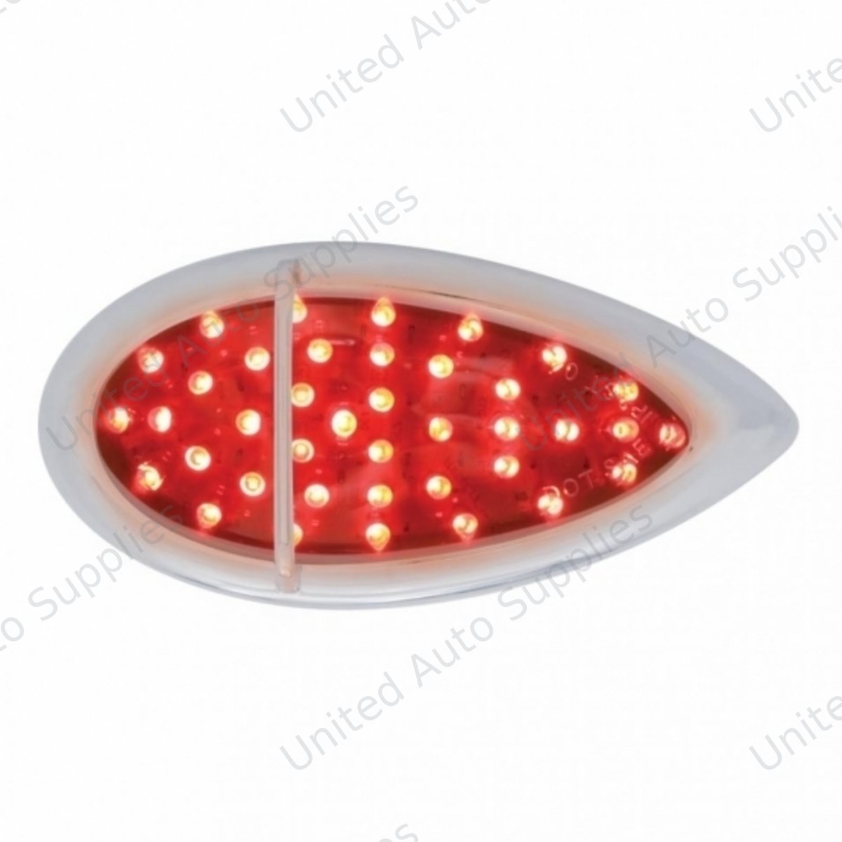 39 LED Flush Mount "Teardrop" Light (Stop, Turn & Tail) - Red LED/Chrome Lens