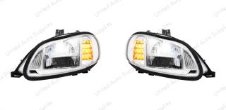 Bundle (2pcs): Chrome High Power Full LED Headlight For 2003-2024 Freightliner M2-Driver; Chrome High Power Full LED Headlight For 2003-2024 Freightliner M2-Passenger