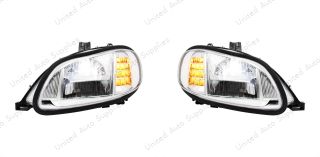 Bundle (2pcs): Chrome High Power Full LED Headlight For 2003-2024 Freightliner M2-Driver; Chrome High Power Full LED Headlight For 2003-2024 Freightliner M2-Passenger