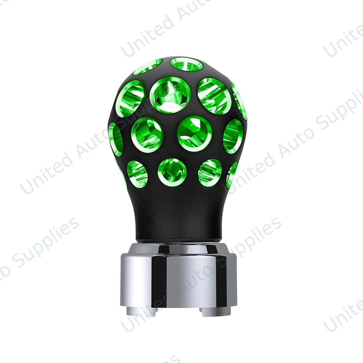 Thread-On Matte Black Phoenix Ball Gearshift Knob With LED 9/10 Speed Adapter-Green LED