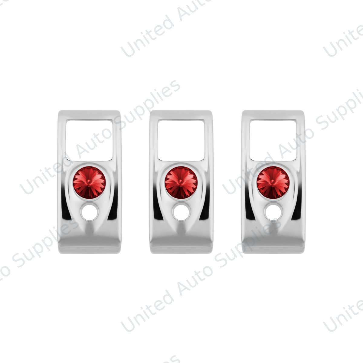 Rocker Switch Cover With Red Crystal For 2006+ Kenworth (Card Of 3)