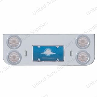 Chrome Rear Center Panel With Four 10 LED 4" Lights & Bezels - Red LED/Clear Lens