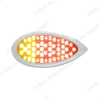 51 LED Duo "Teardrop" Auxiliary/Utility Light With Bezel - Red + Amber LED/Clear Lens