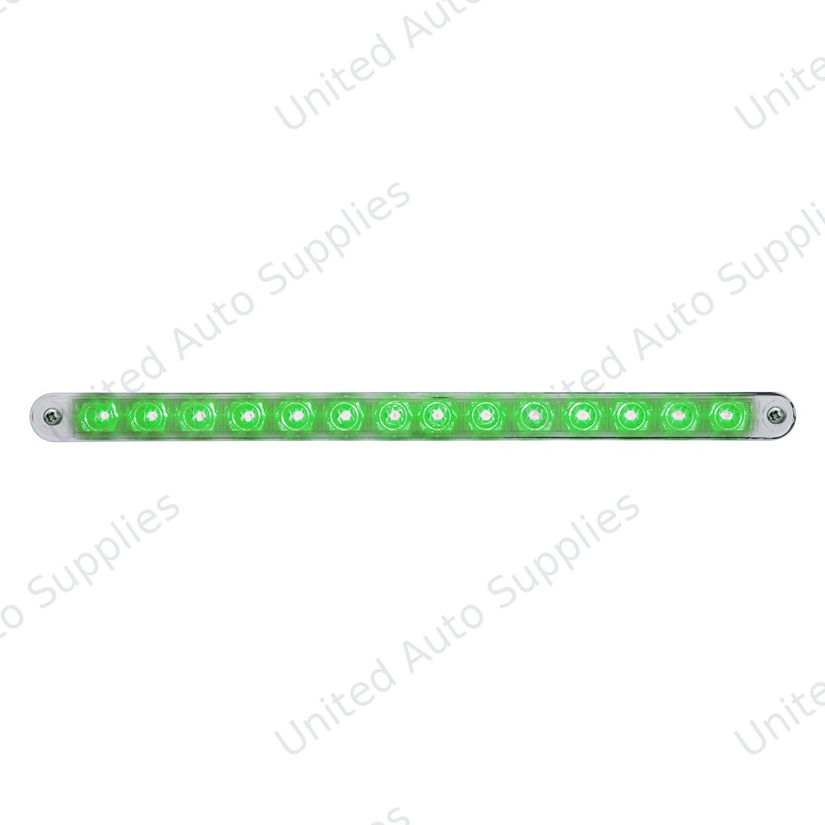 14 LED 12" Auxiliary strip Light With Bezel - Green LED/Clear Lens