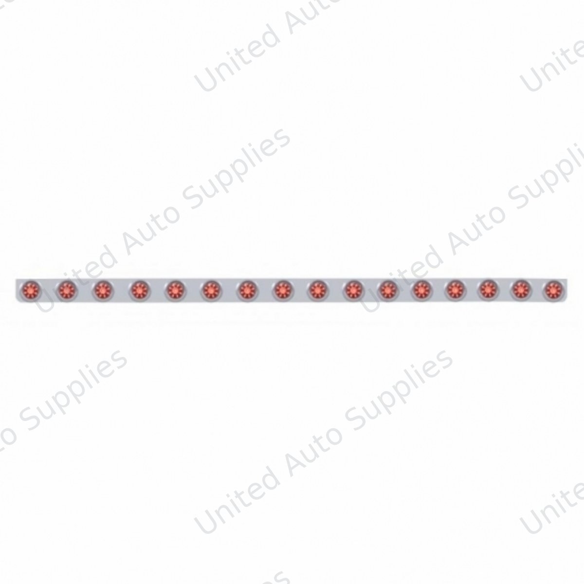 79-1/2" SS Bumper Light Bracket With 16X 9 LED 2" Beehive Lights & Visors -Red LED & Lens