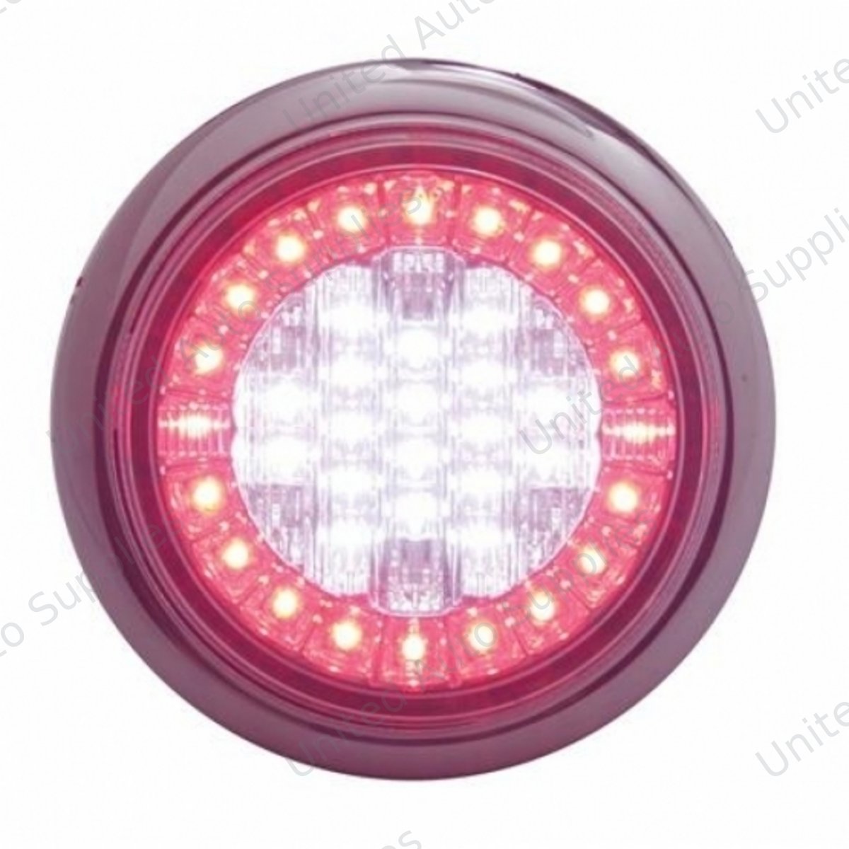 38 LED Euro Style Flange Mount Light (Stop, Turn & Tail) - White LED/Red LED/Clear Lens (Bulk)