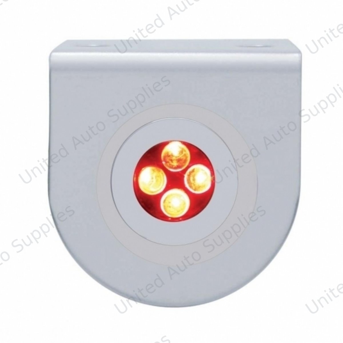 Stainless Light Bracket With 4 LED Fastener Light - Red LED/Clear Lens