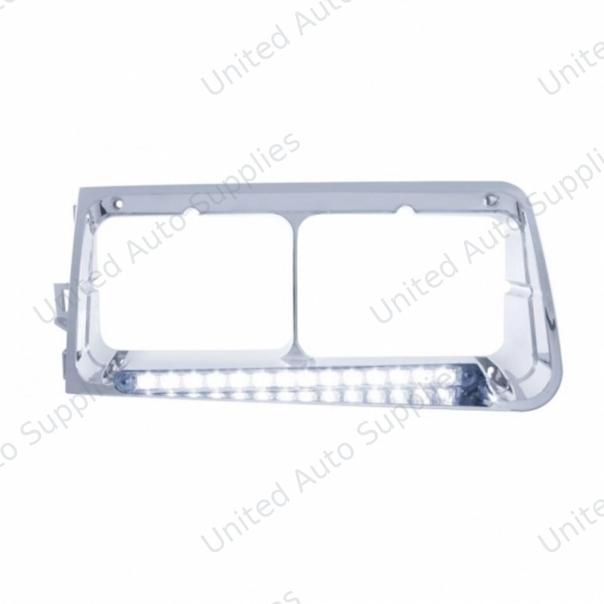 14 LED Headlight Bezel For 1989-2009 Freightliner FLD - Driver - White LED/Clear Lens