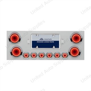 SS Rear Center Panel With Four 23 LED 4" Lights & Six 9 LED 2" Mirage Lights & Visors - Red LED/Clear Lens
