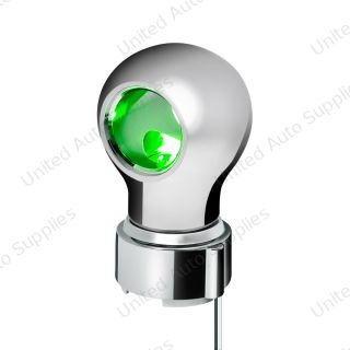 Thread-On Chrome Charlotte Gearshift Knob With LED 9/10 Speed Adapter-Green LED
