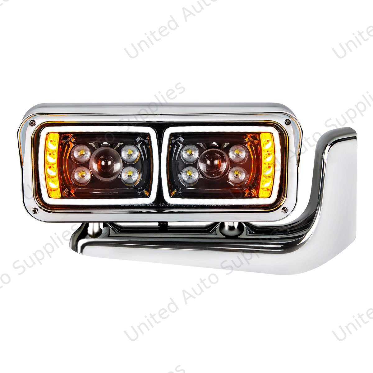 10 High Power LED "Blackout" Projection Headlight Assembly With Mounting Arm - Passenger