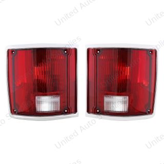 Tail Light Assembly With Anodized Aluminum Trim For 1973-87 Chevy & GMC Truck (Pair)