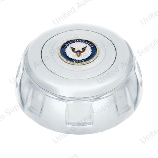 Chrome Aluminum Steering Wheel Horn Button With Metal Medallion, US Navy