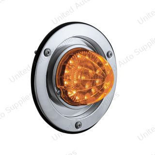 17 LED Dual Function Watermelon Reflector Light Sleeper Bunk Kit With 304 SS Bezel-Amber LED/Amber Lens