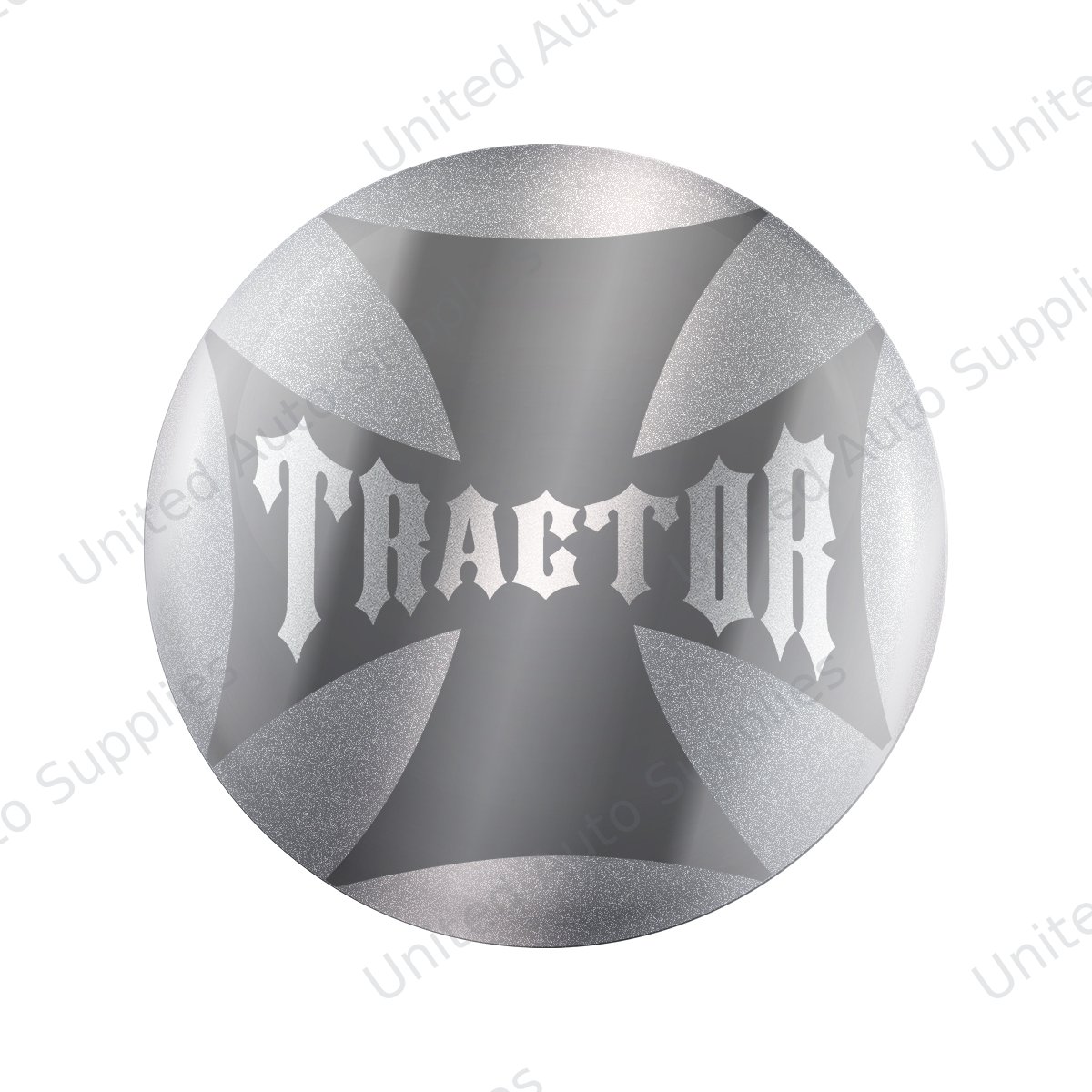 "Tractor" Maltese Cross Air Valve Knob Candy Color Sticker - Liquid Silver