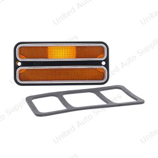 Deluxe Side Marker Light With Stainless Steel Trim For 1968-1972 Chevrolet & GMC Truck-Amber Lens
