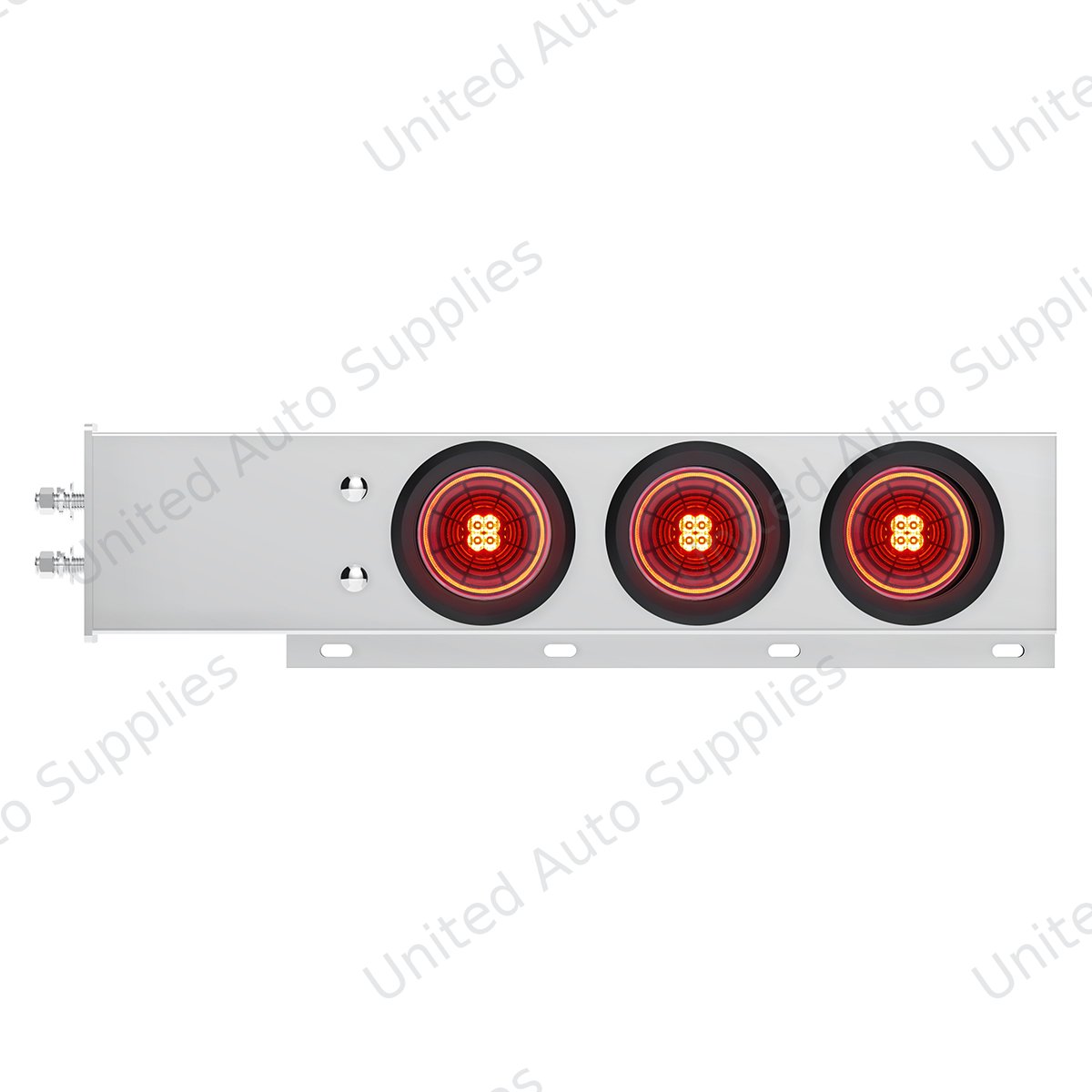 2" Bolt Pattern SS Spring Loaded Bar With 6X 4" 13 LED Abyss Lights - Red LED/Red Lens (Pair)