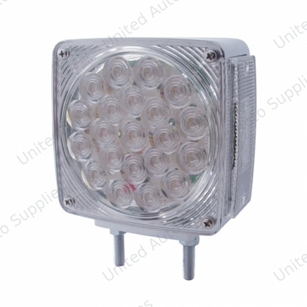 45 LED Double Stud Double Face Turn Signal Light (Driver) - Amber & Red LED/Clear Lens