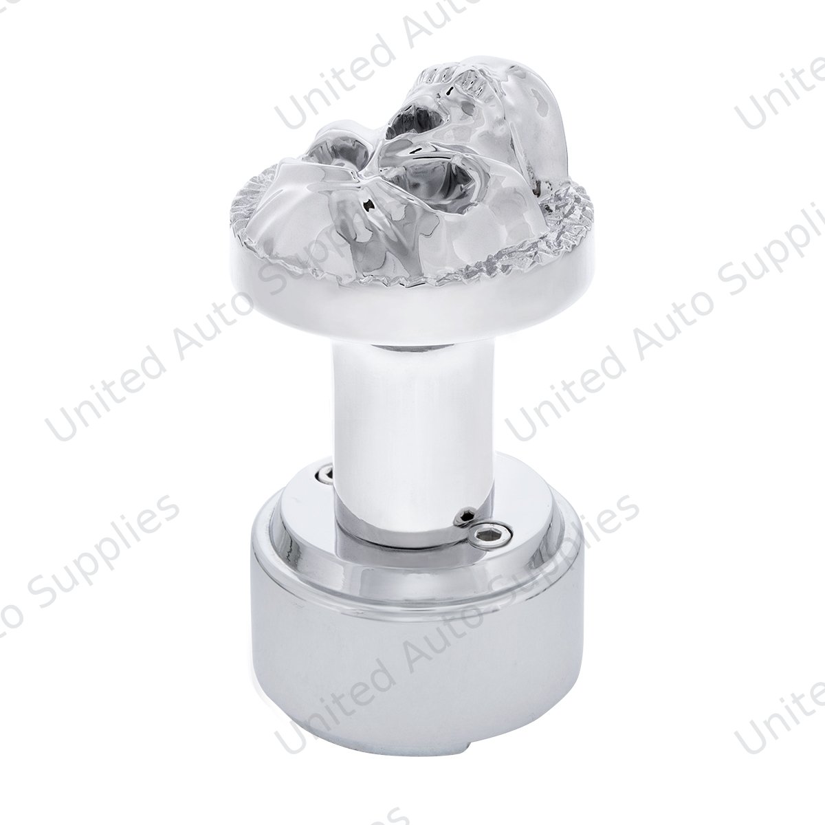 Skull Thread-On Shift Knob & Adapter For Eaton Fuller Style 9/10 Shifter - Chrome