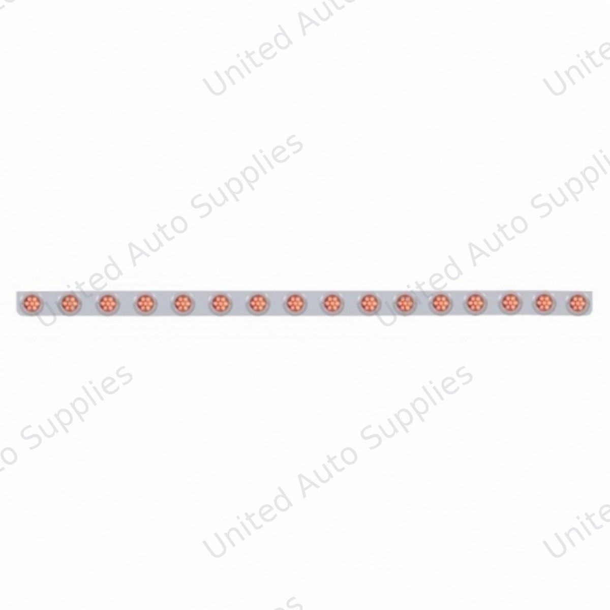79-1/2" SS Bumper Light Bracket With 16X 7 LED 2" Reflector Lights & Bezels -Red LED & Lens