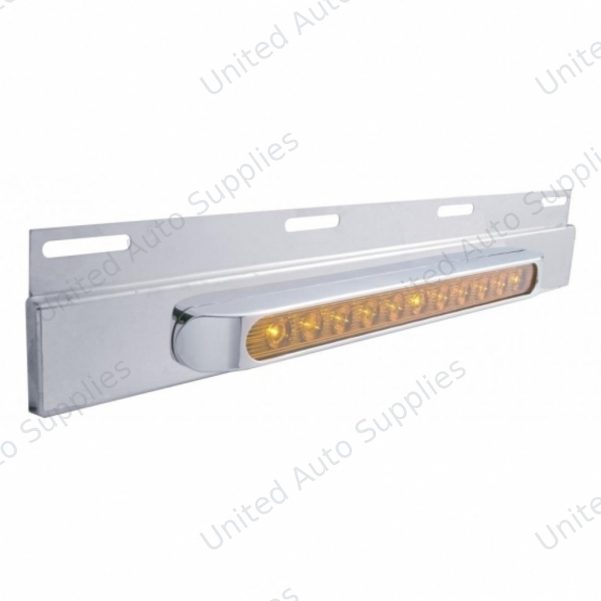 Stainless Top Mud Flap Plate With 11 LED 17" Light Bar & Bezel - Amber LED/Amber Lens (Each)