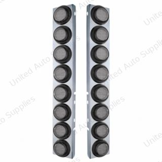 SS Front Air Cleaner Bracket With 16X 9 LED 2" Lights For Peterbilt-Amber LED/Clear Lens