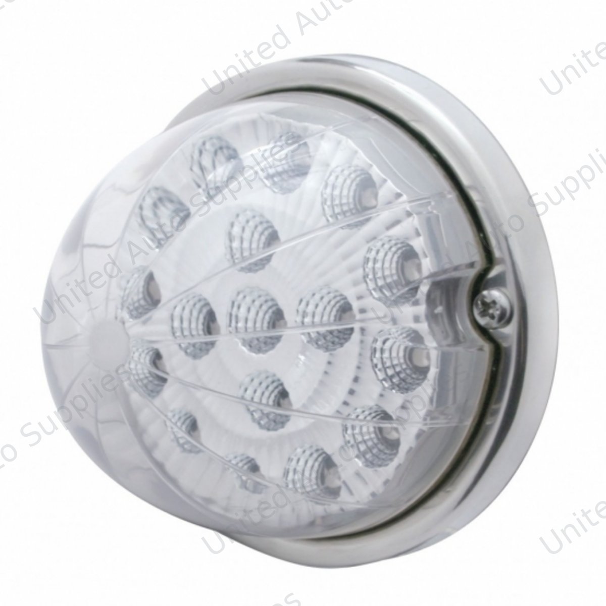 17 LED Watermelon Clear Reflector Flush Mount Kit With Low Profile Bezel - Red LED/Clear Lens