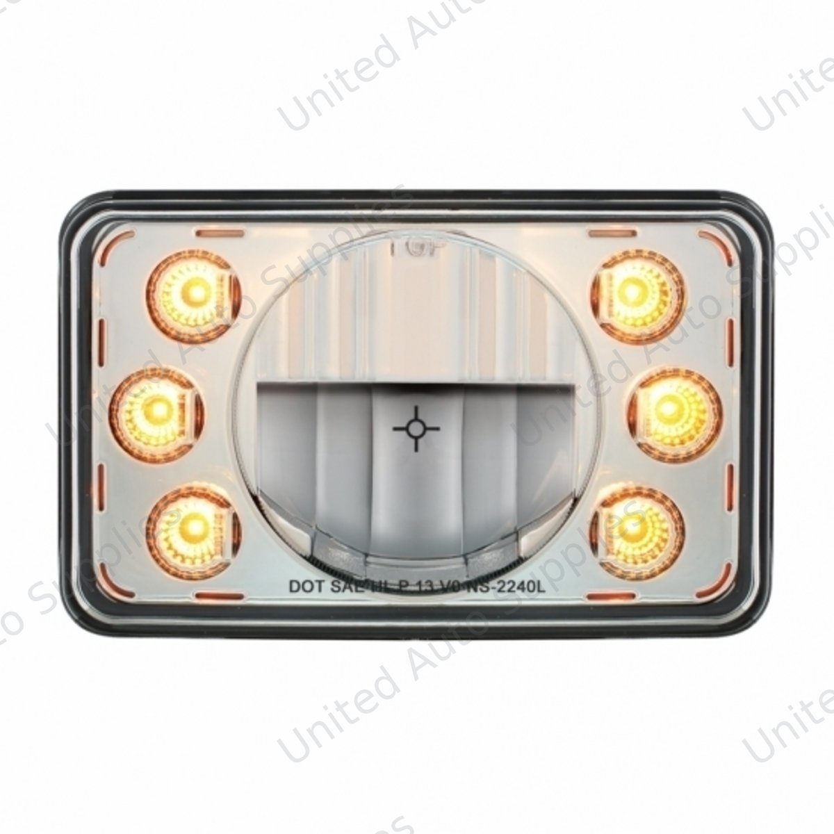ULTRALIT - 4" X 6" LED Headlight With Dual Function 6 Amber LED Position Lights - Low Beam