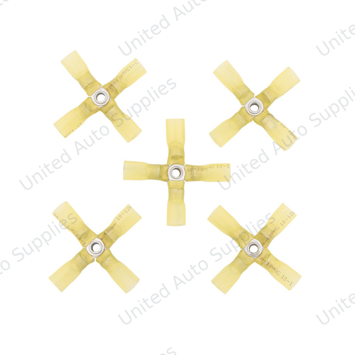 12-10 AWG 4-Way (X) CS Heat Shrink Connector - Yellow (5-Pack)