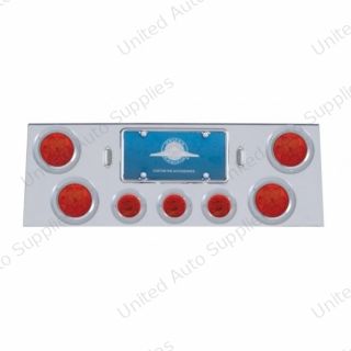 SS Rear Center Panel With 4X 7 LED 4" Reflector Lights & 3X 13 LED 2.5" Lights -Red LED & Lens
