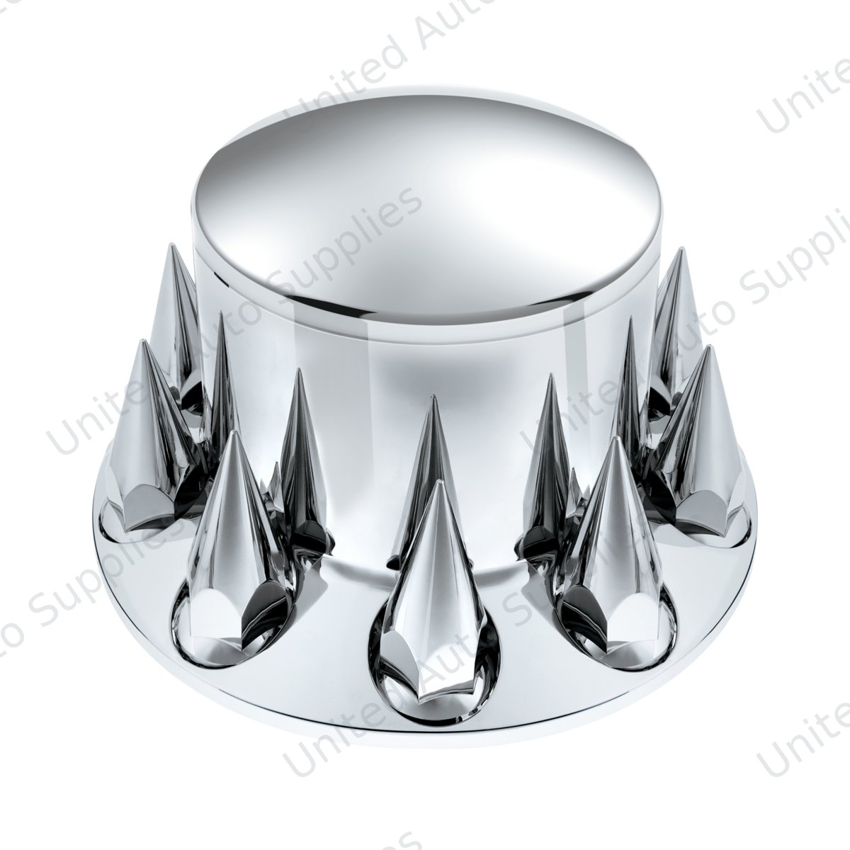 Dome Rear Axle Cover With 33mm x 4-3/4" Super Spike Push-On Nut Covers - Chrome
